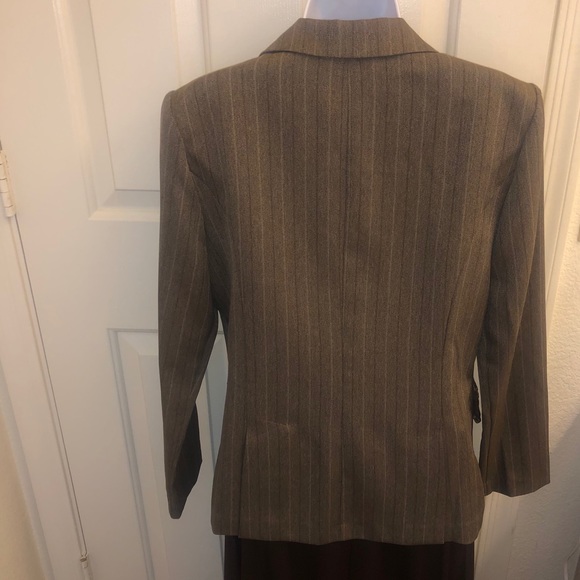 Sz 7/8 brown pinstripes blazer with lace & pants - Picture 4 of 7